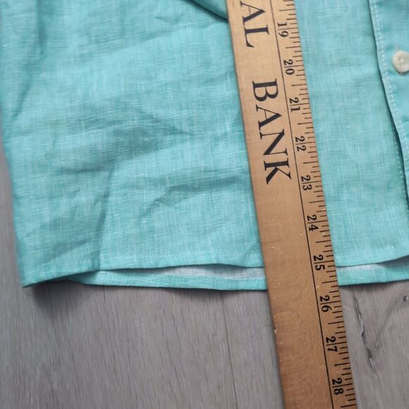 Tommy Bahama Shirt Mens M cfoamblu Medium Shortened 100% Linen LongSleeve Button - Picture 2 of 4